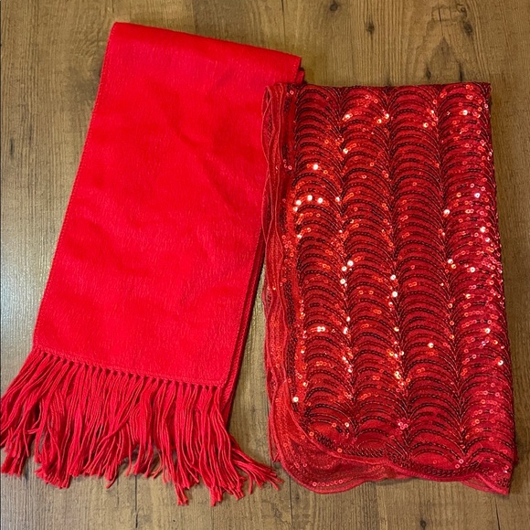 Accessories - Red scarf set (alpaca wool and red sequin)